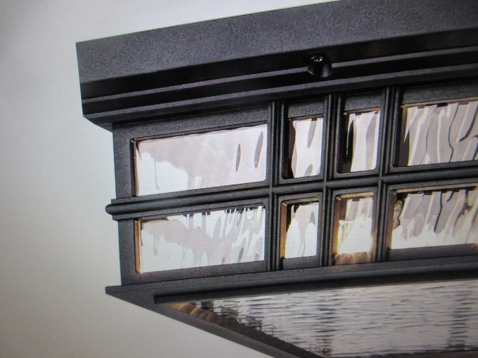 Kichler Beacon 方形 2 光纹理黑色户外门廊天花板吸顶支架 — 第 4/4 张图片