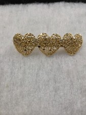 Vtg nos gold tone filigree 3 Hearts Hair Barrette