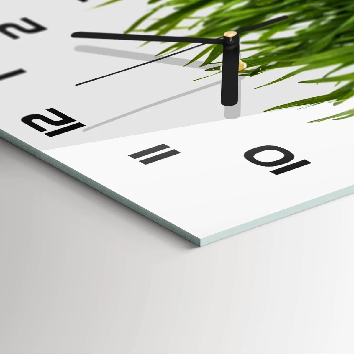 Reloj de Pared Rectangular Horizontal Cristal Templado de Diseño Hierba 60x30 cm