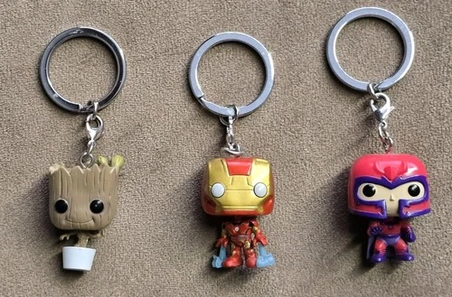 Lot of 3 MARVEL Funko Keychains: Magneto, Dancing Groot, Iron Man - Comics
