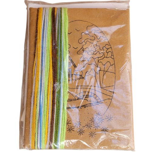 Vintage 70er Jiffy Stitchery Brookside Vignette Crewel Kit 773 Stickerei Cottagecore - Bild 4 von 4