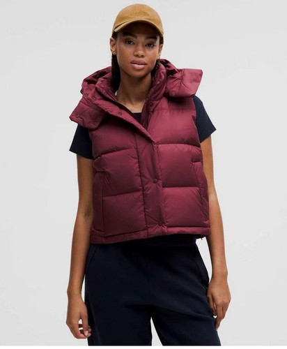 New Lululemon Wunder Puff 600-Down-Fill Cropped Vest 4 Garnet UK 12 - 14 US 8