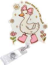 Funny Nurse Badge Reel Retractable Silly Goose on the Loose,Cute Badge Holder,