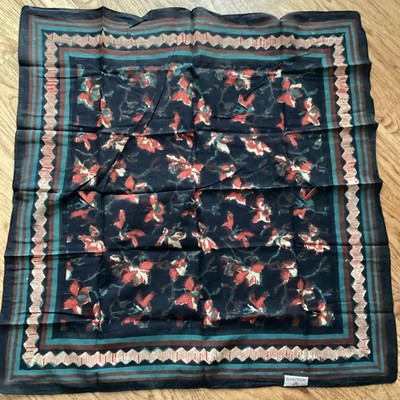 NWT Anokhi Scarf Hand Block Printed Cotton 20''x20'' & Tying Guide BOHO FLORAL
