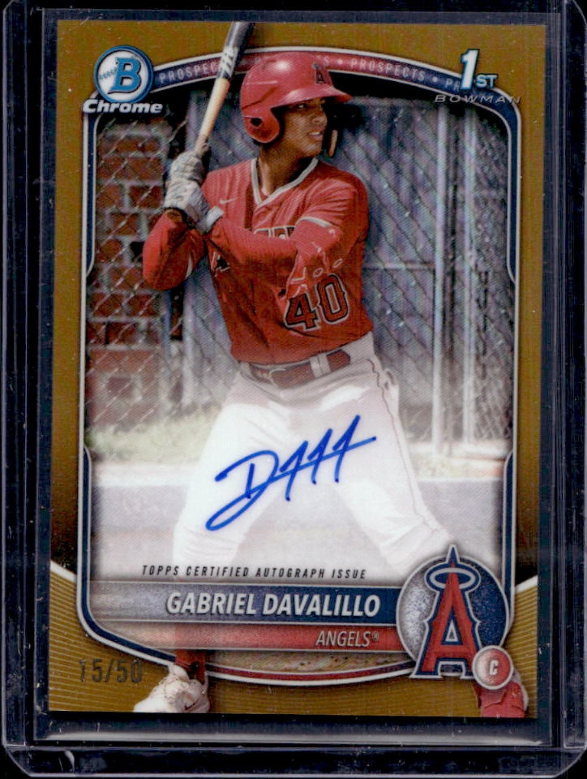 2025 Bowman Chrome Gabriel Davalillo Auto Gold Refractor 1st #15/50
