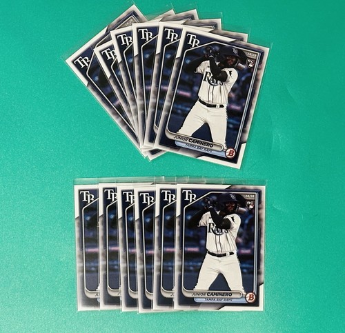 (12x) Card Rookie Lot Bowman Paper Junior Caminero (RC) #20 Tampa Bay Rays