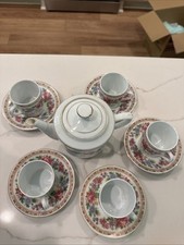 Flower porcelain Tea Set With 5 Cups  Saucers