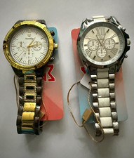 Mantieq 6056 Unisex Quarz Analog Chronograph Uhr Silber/Gold Metall Weiß Rund