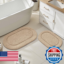 HOMEIDEAS Bathroom Rugs Sets 2 Piece, Soft Bathroom Mats and Absorbent Microfibe