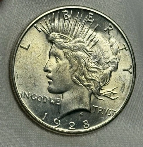 BU 1928-S Peace Dollar (all original), U.S. Silver Type Coin MS UNC