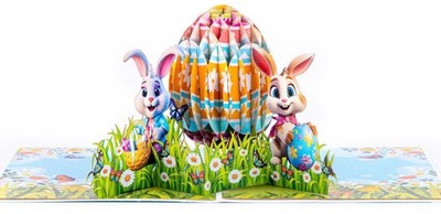 Pop-Up 3D Frohe Ostern Hase und Ei Grußkarte mit Umschlag