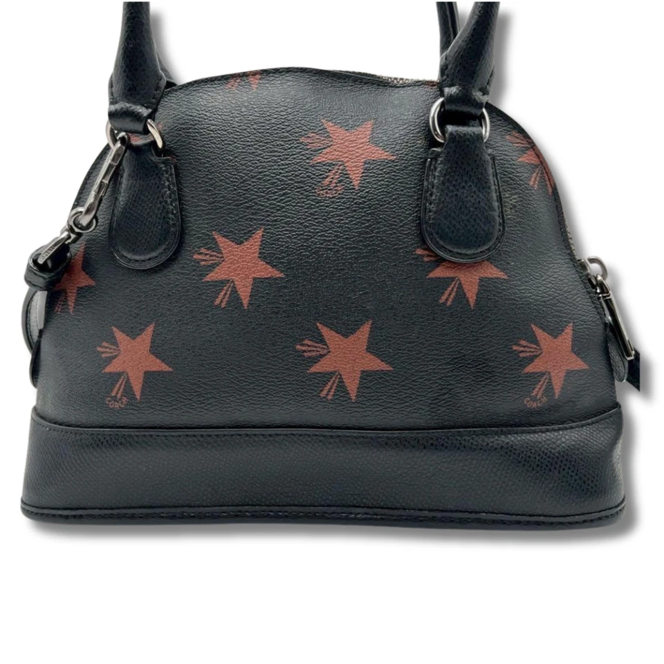 Bolso de hombro Coach Dome de 2 vías de cuero PVC negro estampado de estrellas NNAv37 Foto 3 de 4
