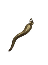 Vintage 14 Karat Gold Good Luck Italian Horn Brushed Pendant Charm 14K