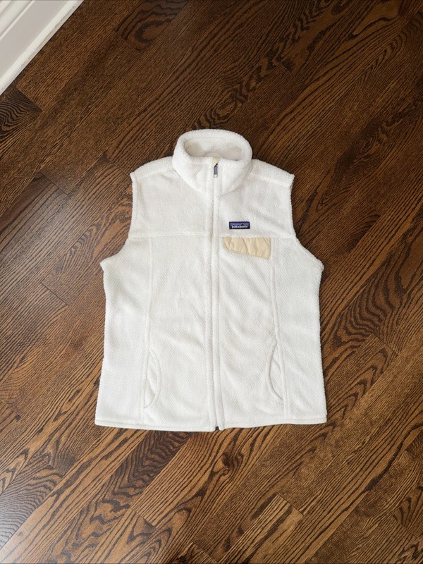Patagonia Women's Large L Re-Tool Snap-T Fleece Vest Coat Jacket Ivory