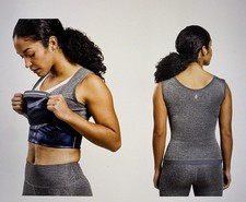 Sweat Shaper Womens Athletic Tank Sweat Enhancing Compression Sauna Gray L/XL
