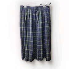 Vintage Skirt Blue Tartan Plaid Pleated Academia Midi Plus Size 16 High Waisted