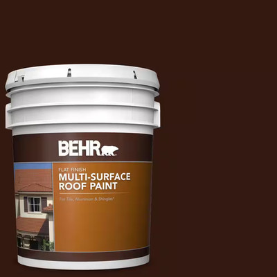 5 Gal. #RP-20D Bark Brown Flat Multi-Surface Exterior Roof Paint