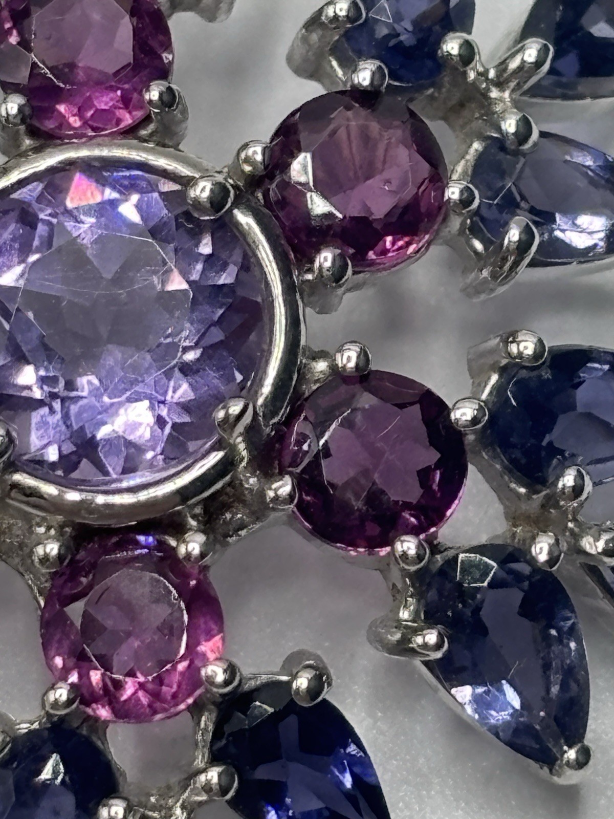 Sterling Silver Tanzanite Ruby Amethyst Pendant G… - image 5