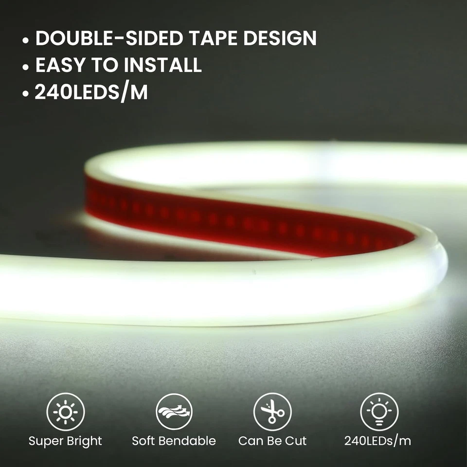Striscia LED COB 230V 3M, Ogni 10Cm Può Essere Tagliato Una Volta, Flessibile Im - Immagine 2 di 4