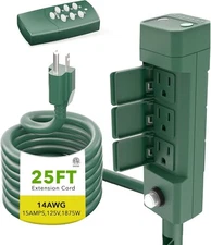 BN-LINK Outdoor Power Stake Timer Waterproof, 25ft Extension Cord 6 Outlets
