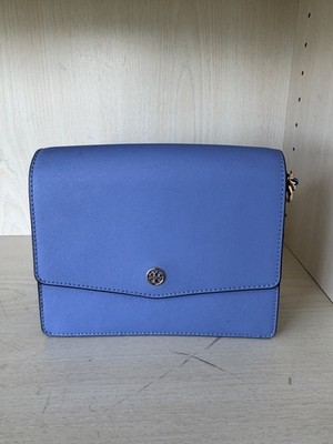Tory Burch Robinson Umhängetasche Mittel Saffiano Leder Blau Sehr Gut