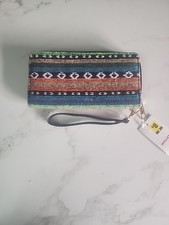 Women s Colorful Wristlet Zip Around Wallet with wrist strap New