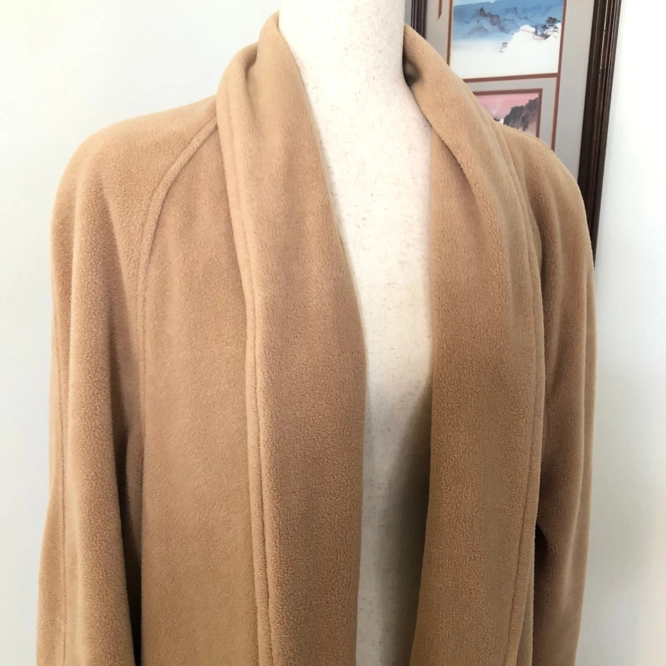 Abrigo plumero de colección Y2K TravelSmith camel polar palangre acogedor viaje tranquilo lujo L Foto 3 de 4