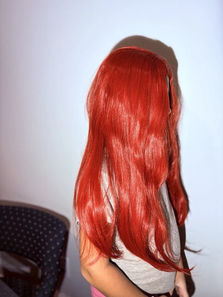 Peluca Larga de Anime Cosplay Resistente al Calor Rizada Recta Peluca Completa Ombre Rubia Roja s Foto 3 de 4