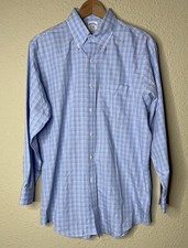 Brooks Brothers Shirt Blue Check Regent Fit Button Up Non Iron Size 16-32