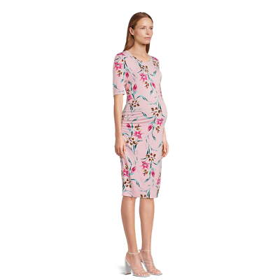 strapless open back dress Kienna Pink Ruched High-Neck Maternity Maxi Dress  Club L London