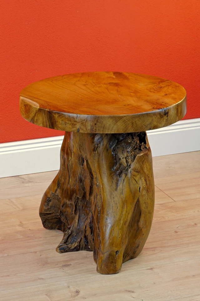 Bois de Racine Table 40 CM D'Appoint Tronc D'Arbre en Podium Rustique - Photo 4/4