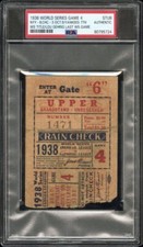 1938 WORLD SERIES GAME 4 TICKET🎟️LOU GEHRIG LAST WS GAME & YANKEES TITLE #7 PSA