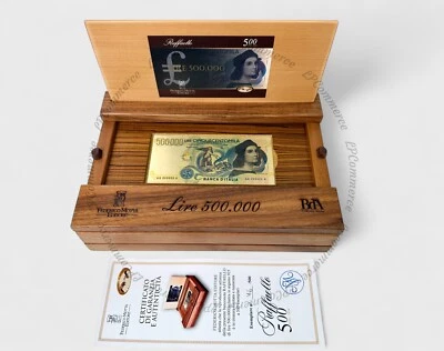 Banconota 500000 Lire lastra Argento massiccio 925 Federico Motta Raffaello - Bild 1 von 4