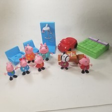 Large Peppa Pig Lot of Figures  Furniture Shower Bed Car Chairs
