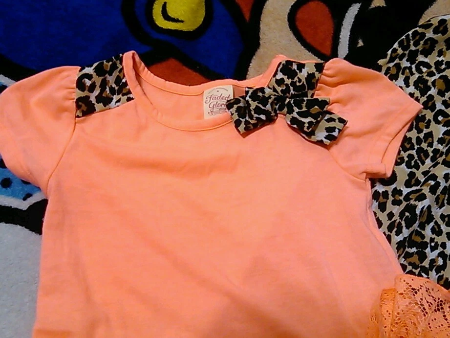 Faded Glory xs 4/5 Girls Cheetah Neon Orange Lace Elastic waist and ankle jogger - Imagem 3 de 4