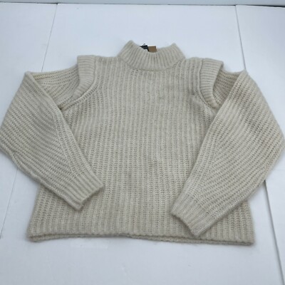 Vera Moda Womens Sweater Small Beige White Soft Waffle Knit Casual Preppy New