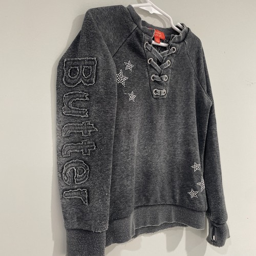 Butter Super Soft Heather Charcoal Long Sleeve Pullover Sweater Unicorn Sz 5 - Picture 6 of 7