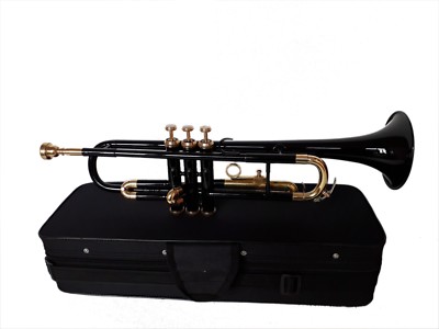 SUPER SOMMER SALE!! Neue schwarze Messing Bb FLACHE Trompete kostenloser Koff...