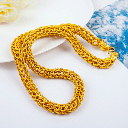 24K Yellow Gold Plated 12mm 24" Two Dragon Head Men's Chains Necklace - Picture 4 of 8