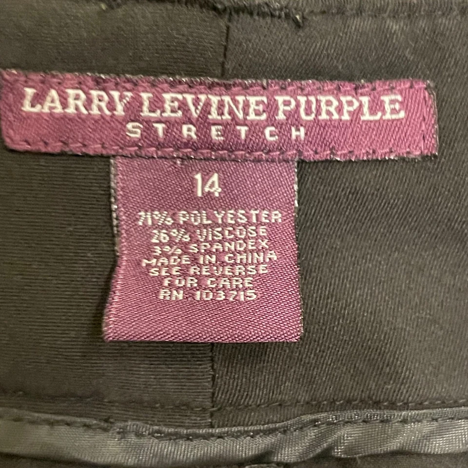 Larry Levine Purple Stretch Bermuda Shorts Career Casual Black Women's Size 14 - Image 3 of 4