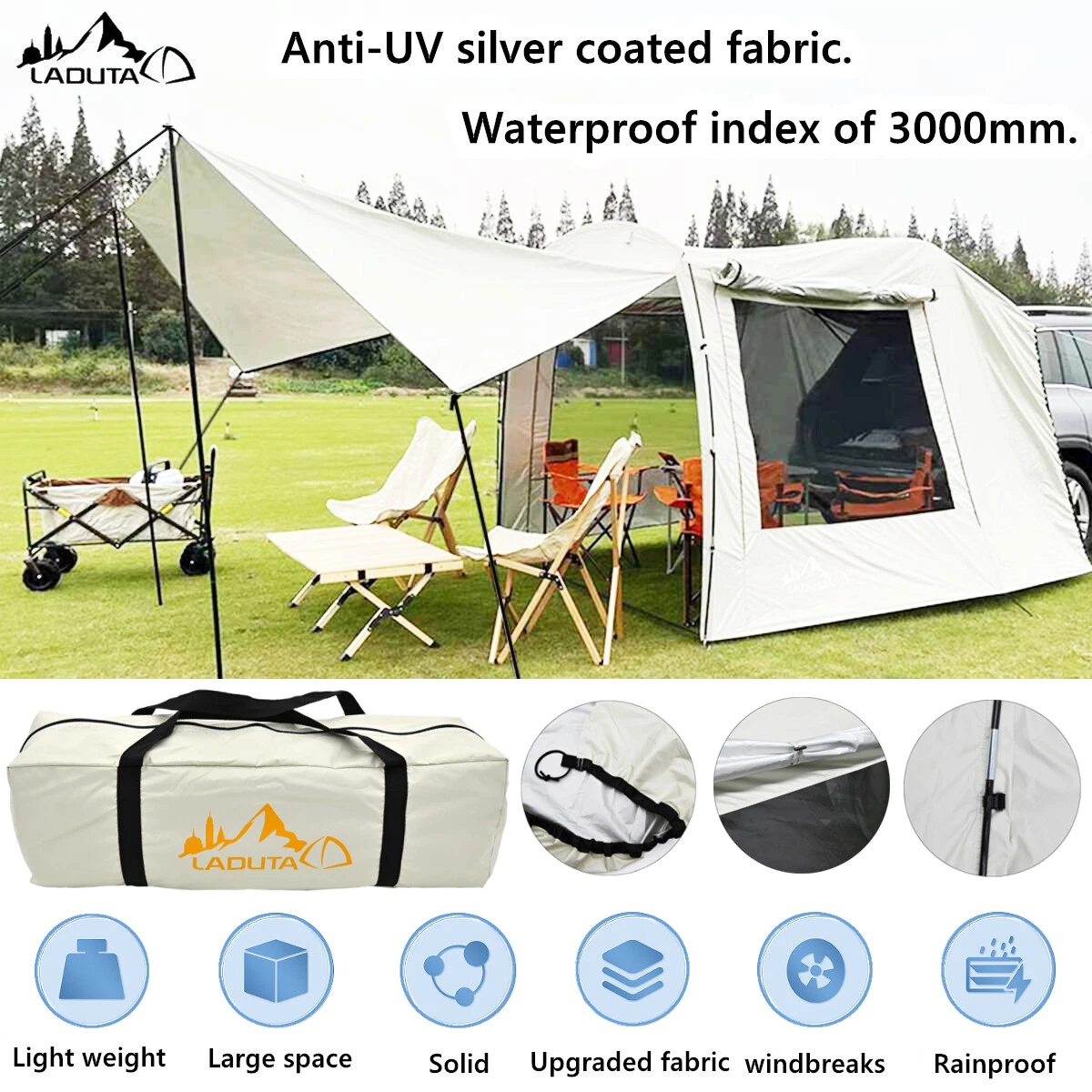 Car Trunk Rear Tent Universal SUV Tailgate Camping Shelter Anti-UV  Waterproof UK