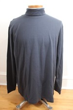 LL Bean XL Blue 100 Cotton Knit Interlock Turtleneck Long Sleeve Shirt