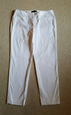 Womens Pants-TALBOTS-white cotton stretch "Hampshire" textured slim leg pants-6