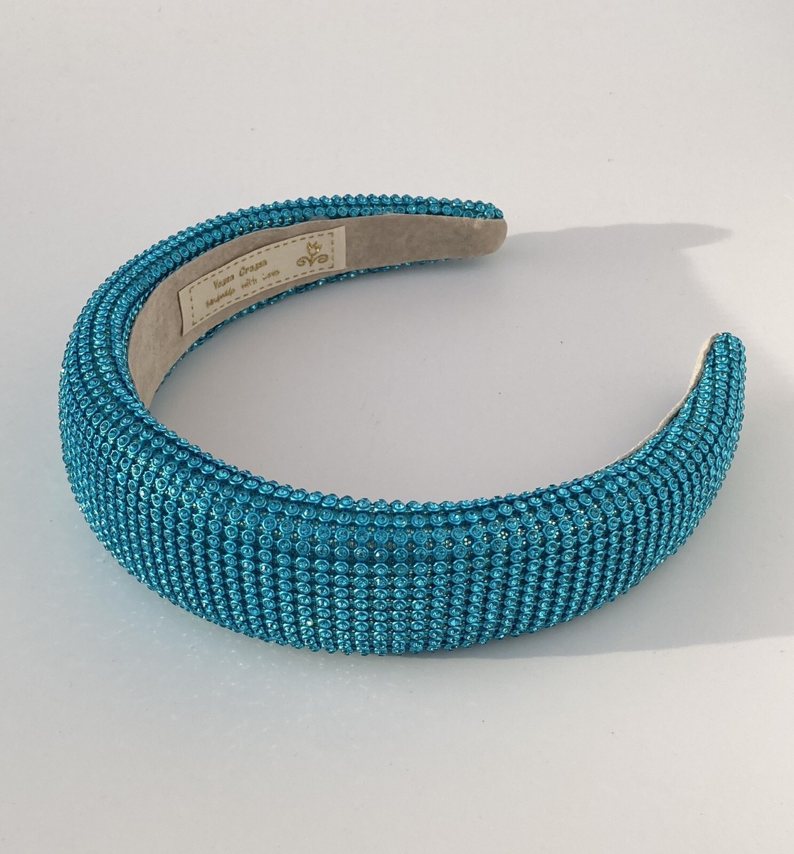 Padded 1.5” Headband with Rhinestone-Adorned Mesh Overlay/Silver Base Handmade Amazon.com : Munyee Hua Rhinestone Rave Head Scarf for Women  main image 4