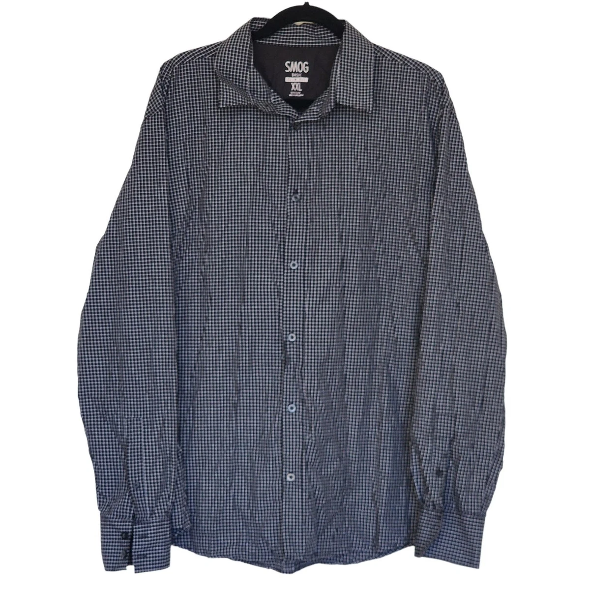 SMOG Mens Button Down Dress Shirt Size XXL Slim fit Longsleeves Black Office
