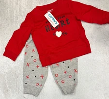 9M Carter's Just One You Valentine's Day Stole Your Heart Pullover + sweat pants