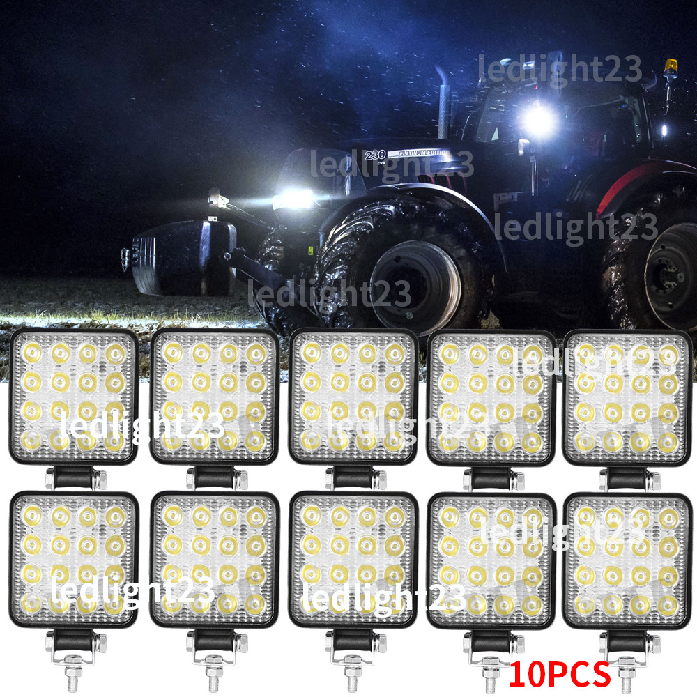 10pcs 4 LED Work Lights High Output 48w Off-Road Truck Tract