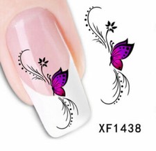 Nail Art Water Transfer Sticker Decal Stickers Pretty Flowers Pink Black XF1438