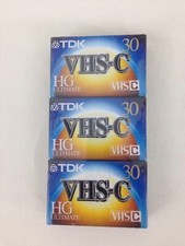 NEW SEALED 3 TDK 30 HG Ultimate VHS-C Camcorder Videotape Video Cassette Tapes
