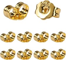 14K Gold Earring Backs - 10Pcs/5 Pair Set for Stud Earrings, Yellow Gold